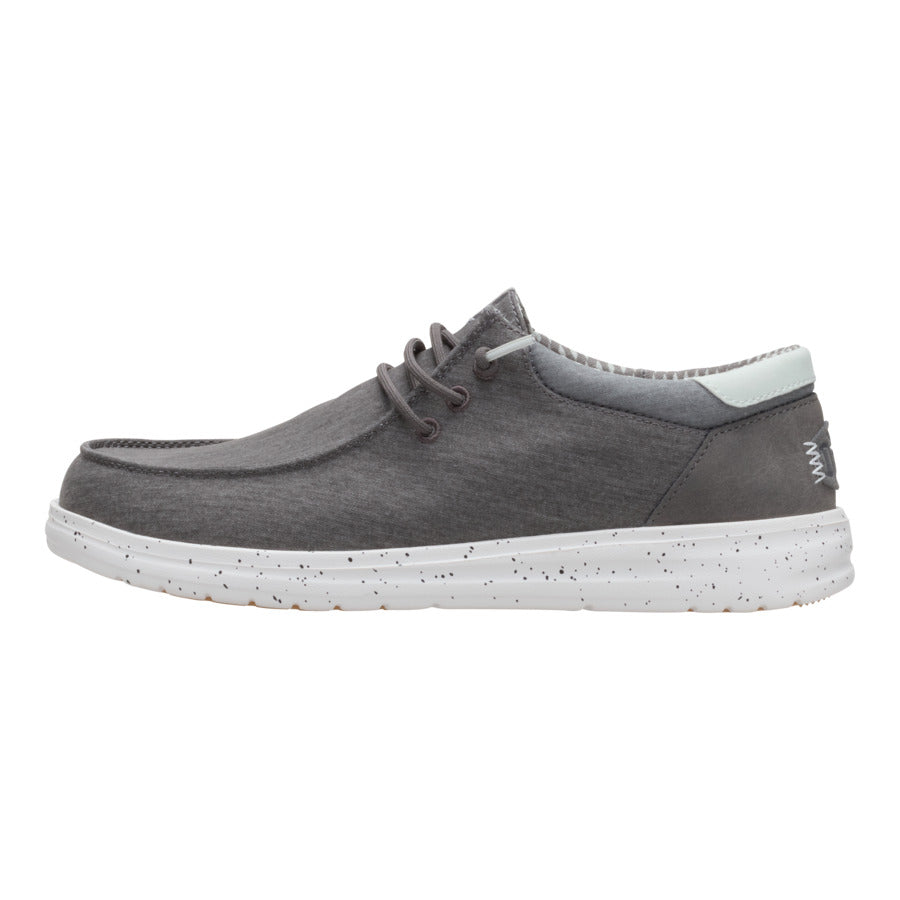 HEYDUDE Paul Washed Slip-On Shoes with Elastic Laces | Granite Grey