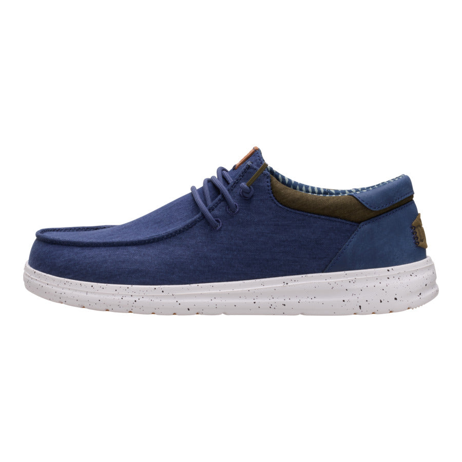 Vintage Blue Woven Slip-On Shoes with Elastic Laces | HEYDUDE Paul