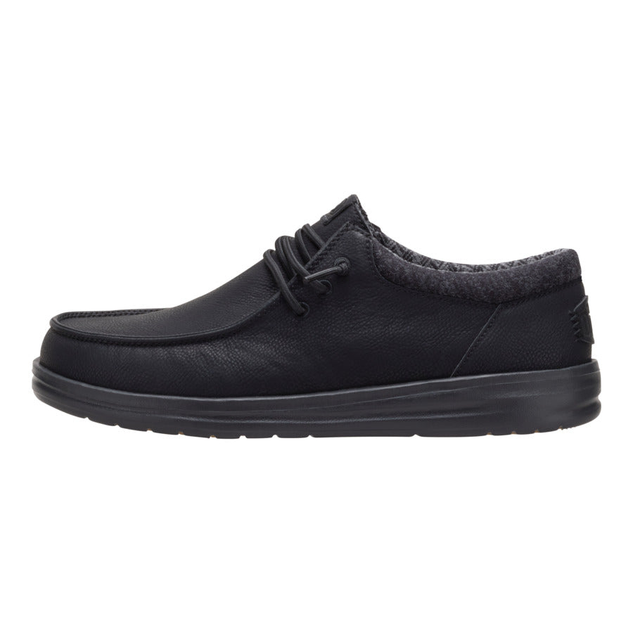 Comfortable Slip-On Shoes with Elastic Laces & Cushioned Collar | Paul - Black