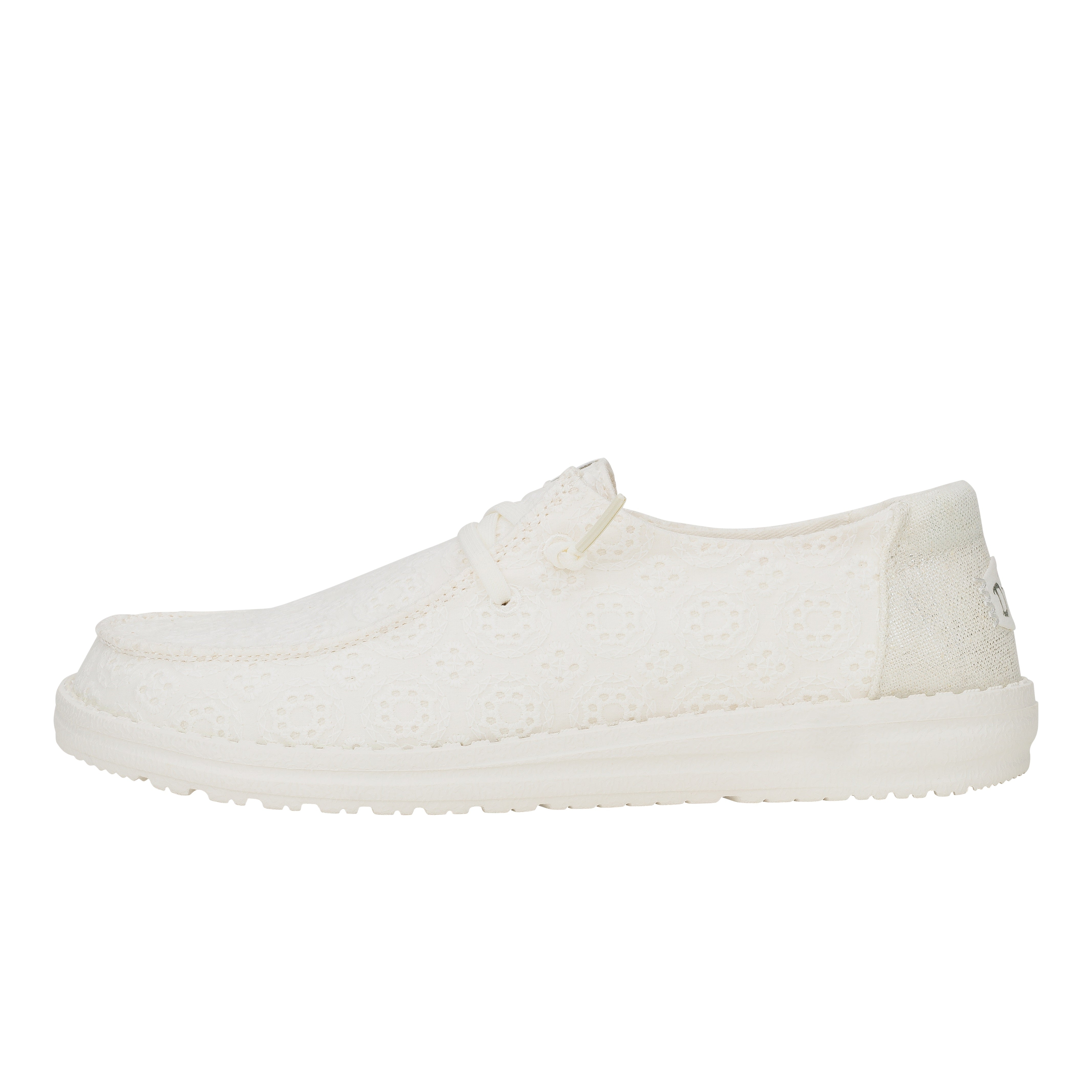 White Eyelet Summer Shoes with Elastic Laces | Wendy