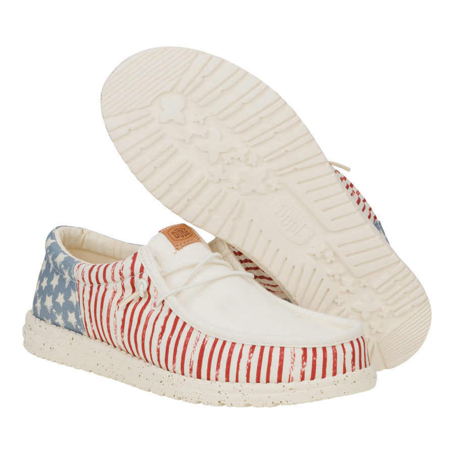 Americana Stars Sneakers with Elastic Laces & Removable Insole | Wally Funk