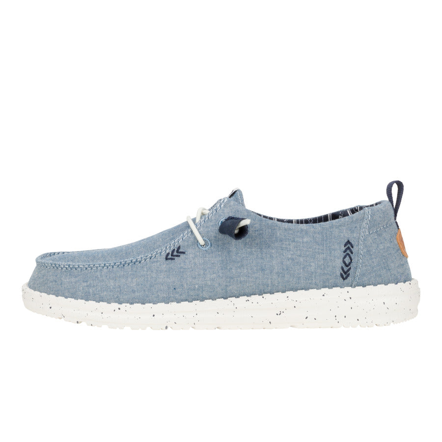 Light Blue Chambray Slip-On Shoes with Elastic Laces | Wendy
