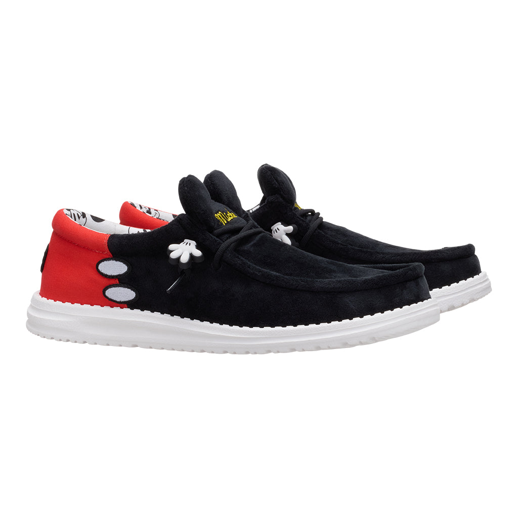 Disney x HEYDUDE Wally Funk Mickey Shoes for Men & Women | Black/Red