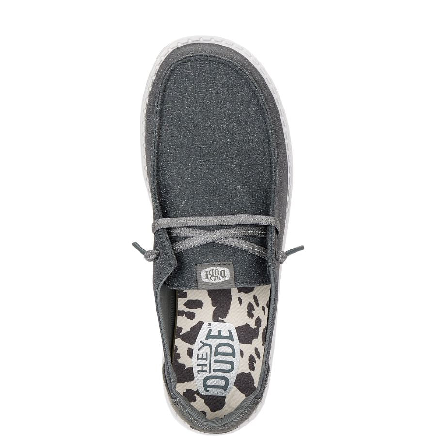 Glitter Slip-On Shoes for Travel with Rhinestone Heel | Wendy Stardust
