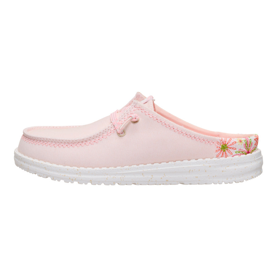 Embroidered Floral Slip-On Mules for Women | Wendy Pale Pink