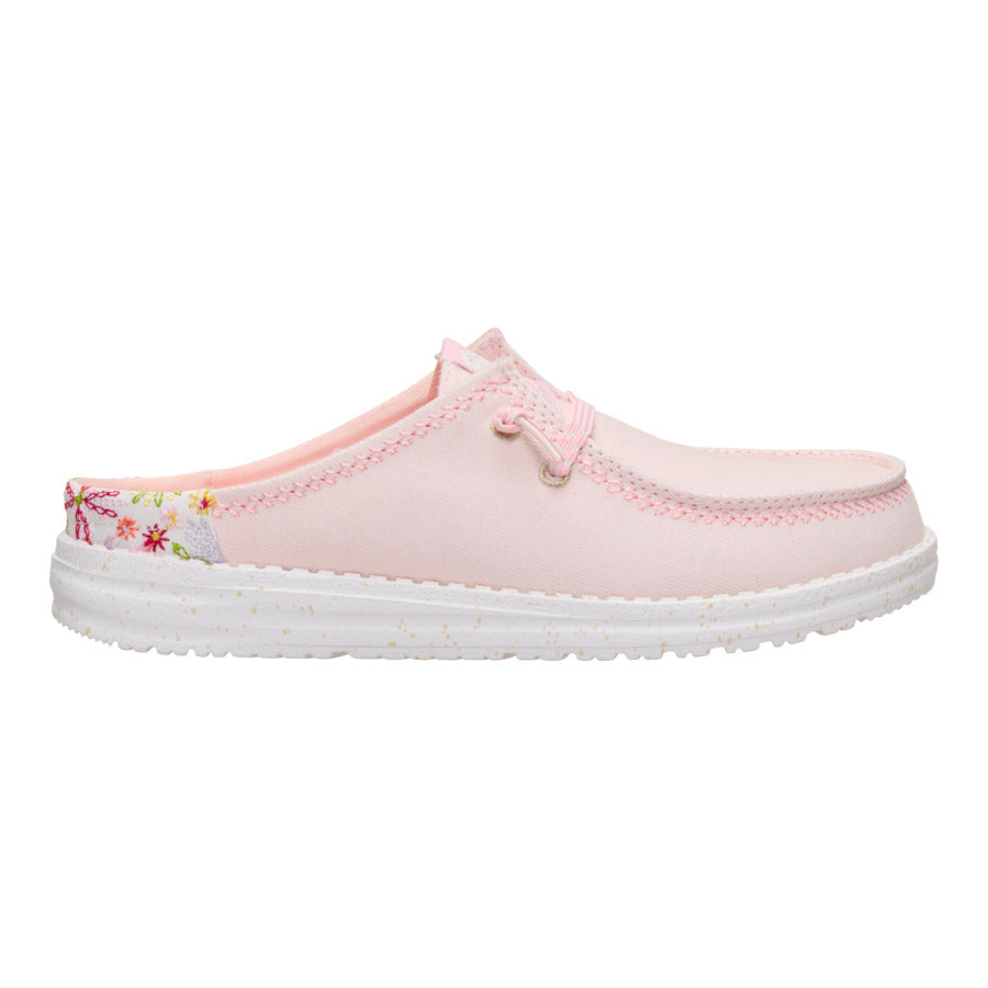 Embroidered Floral Slip-On Mules for Women | Wendy Pale Pink