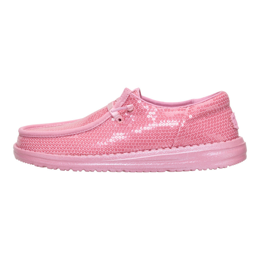 Comfy Sequin Slip-On Shoes for Travel | Wendy Funk Mono - Foxglove Pink