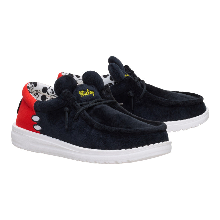 Disney Mickey Mouse Youth Shoes with Velvet Upper & Elastic Laces | HEYDUDE Wally