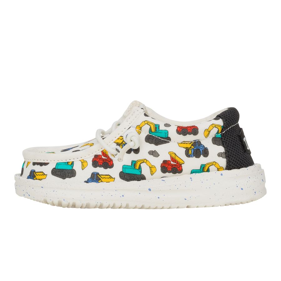 Toddler Canvas Sneakers with Elastic Laces | Wally Trucks - Ivory