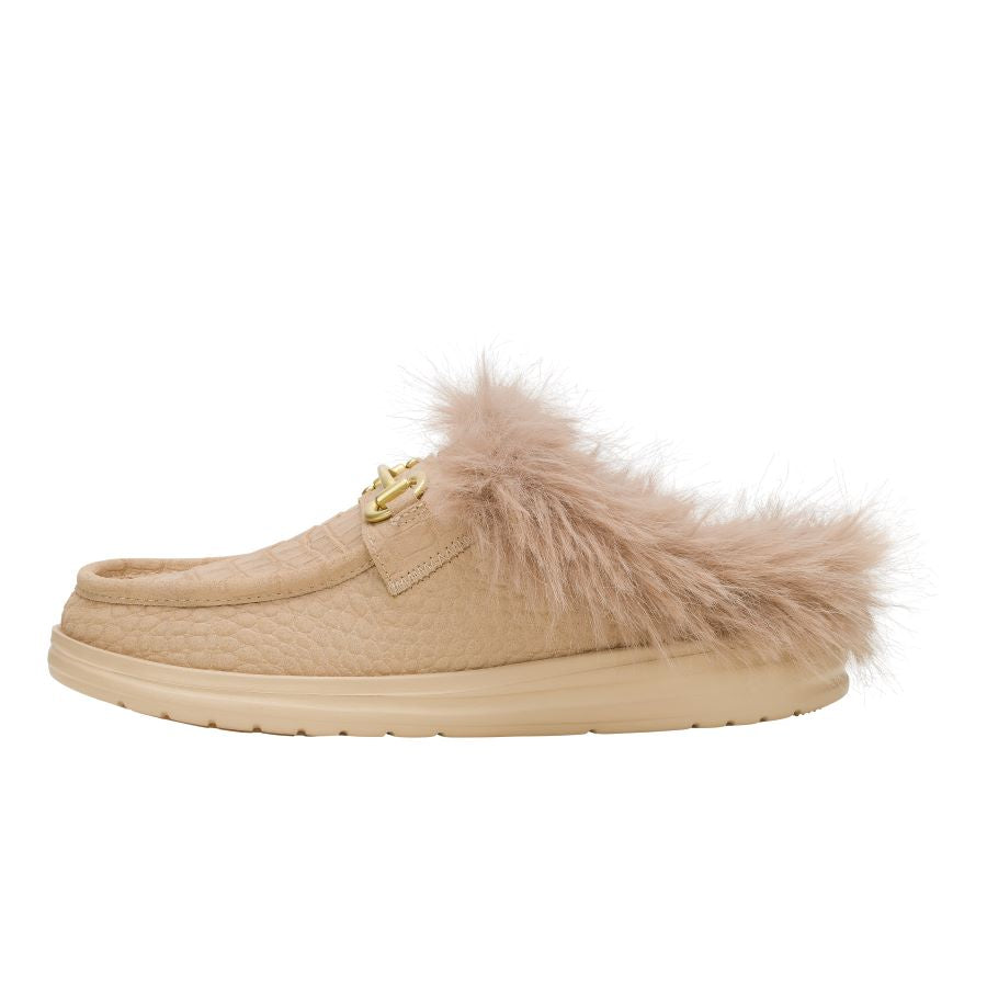 Women's Slip-On Loafers with Faux Fur & Croc Print | Market Wally