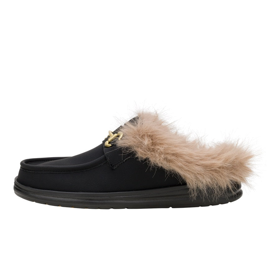 Faux Fur-Lined Slip-On Loafers for Travel | Market Wally Black