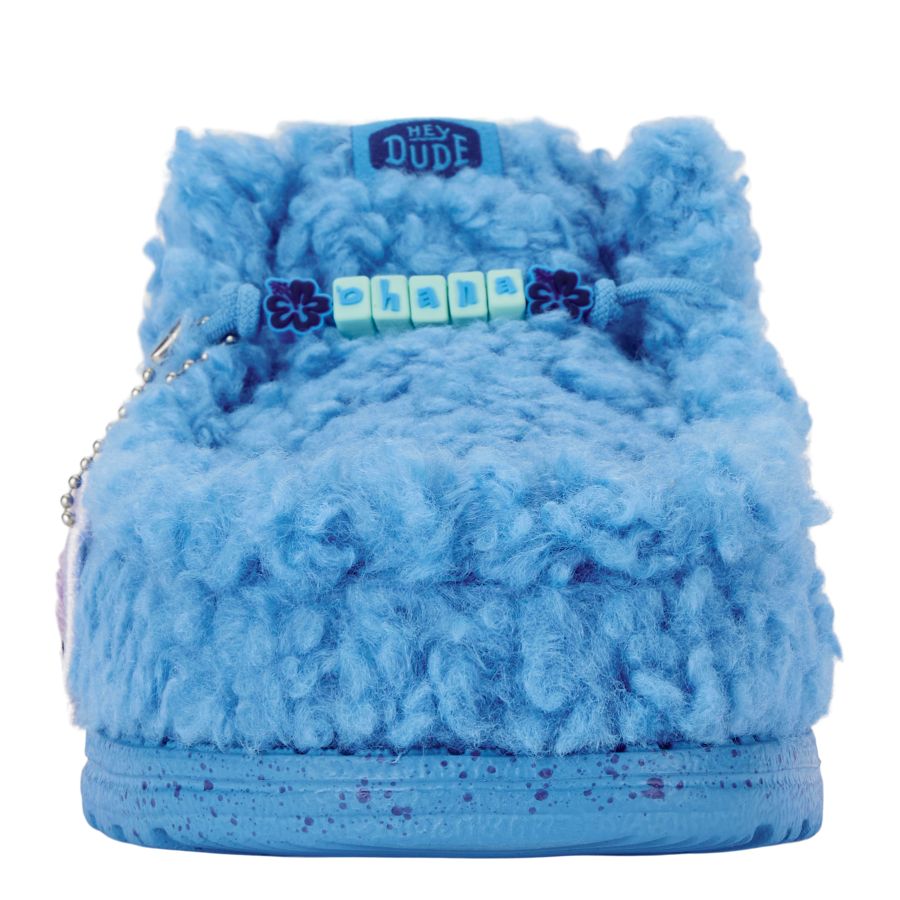 Disney Stitch Wally Slippers - Fuzzy Royal Blue Slip-On | Hey Dude
