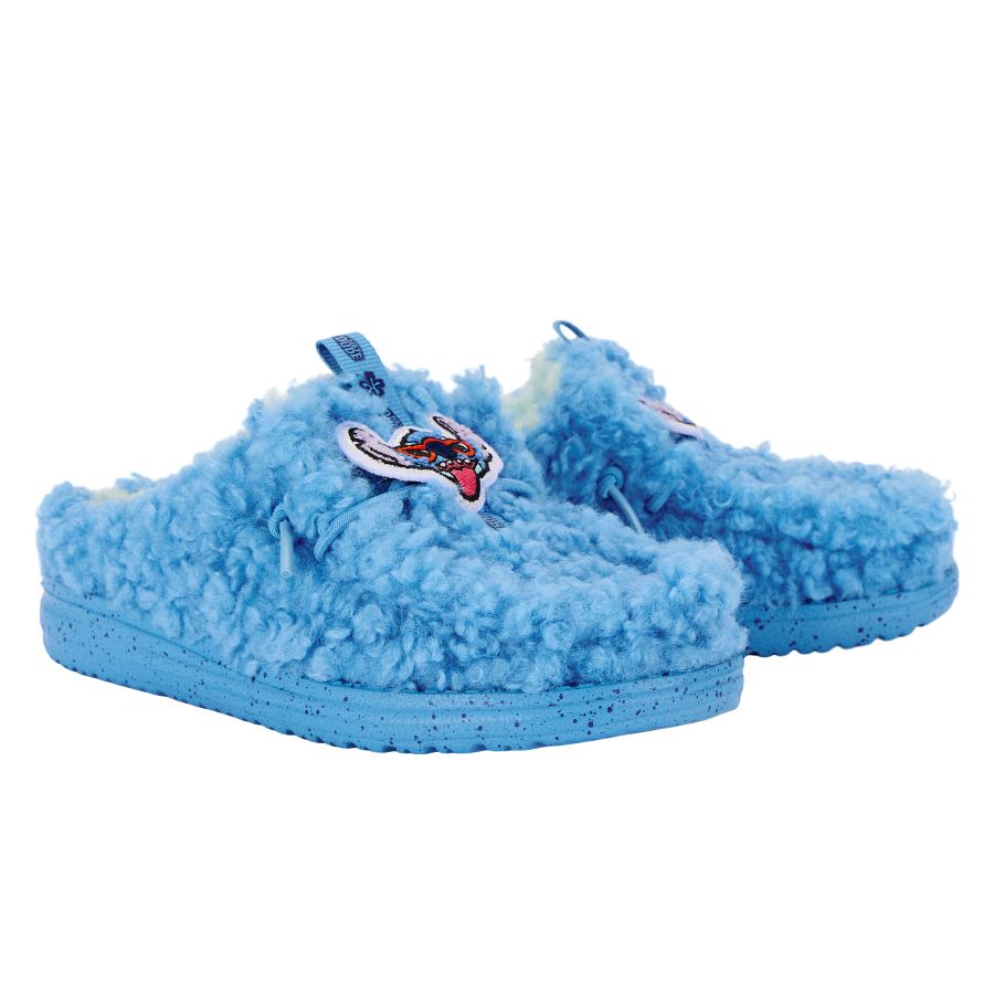 Disney Stitch Plush Youth Slippers | Royal Blue Wally Slip-Ons