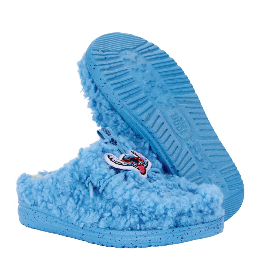 Disney Stitch Plush Youth Slippers | Royal Blue Wally Slip-Ons