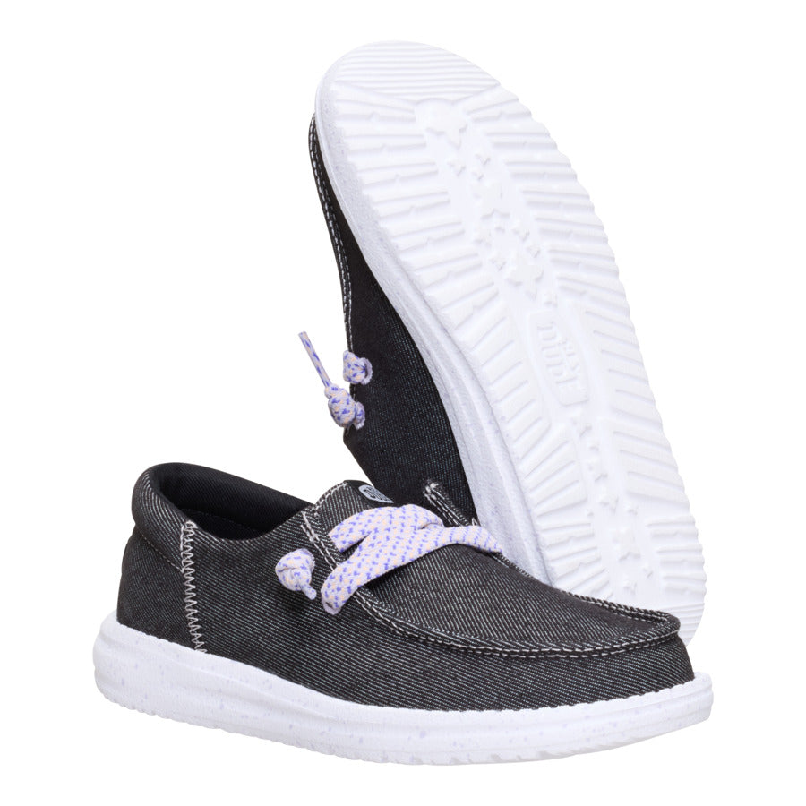 Denim Slip-On Shoes for Kids with Elastic Laces | HEYDUDE Wendy Funk