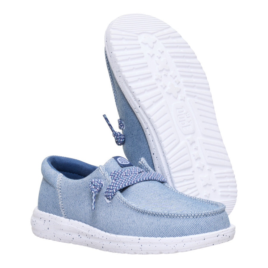 Denim Slip-On Shoes for Kids with Elastic Laces | HEYDUDE Wendy Funk