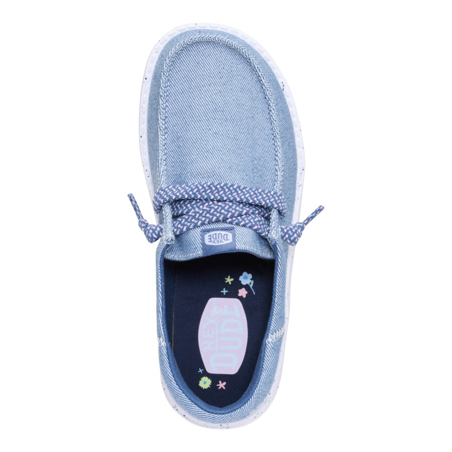 Denim Slip-On Shoes for Kids with Elastic Laces | HEYDUDE Wendy Funk