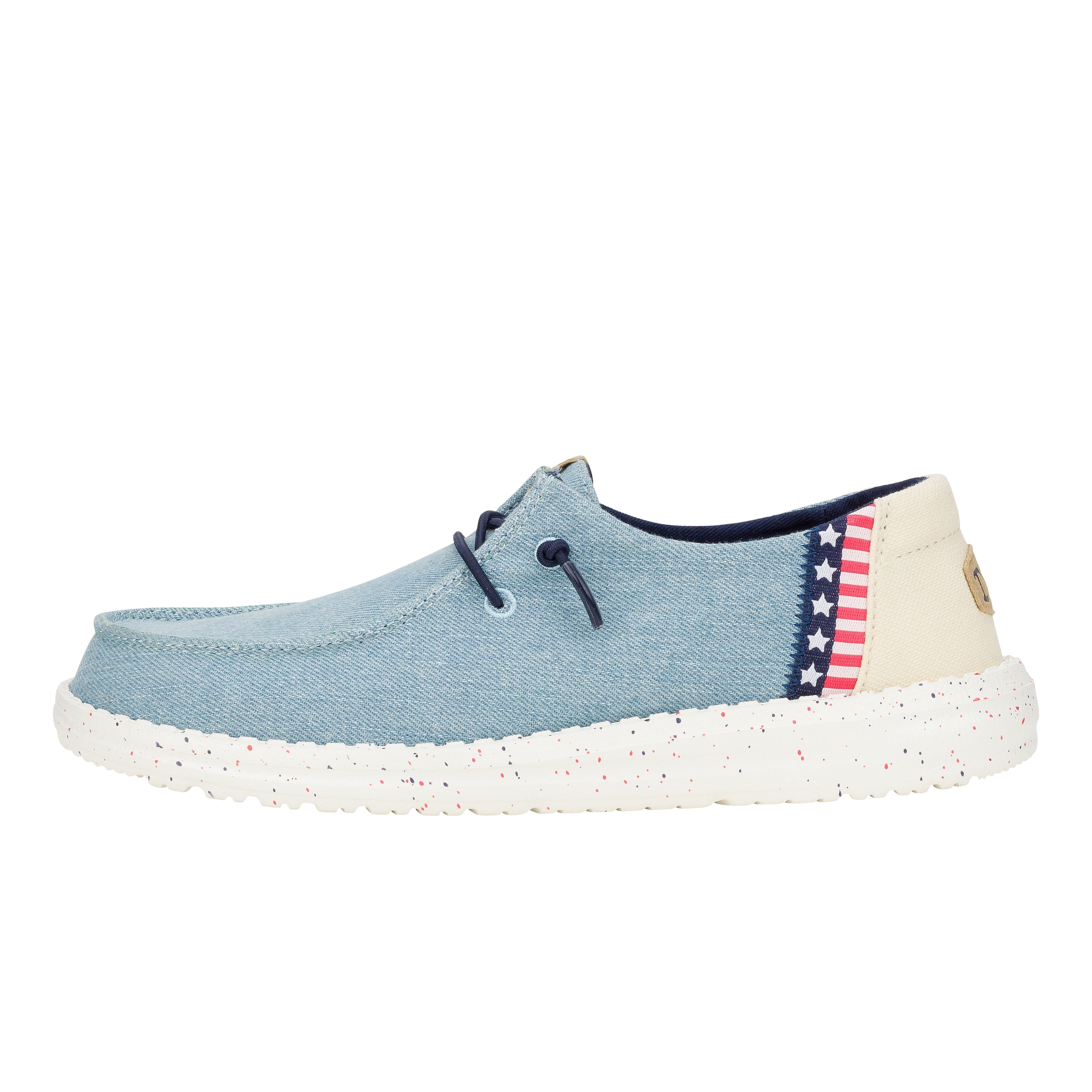 Light Denim Slip-On Canvas Shoes with Water Repellent & Comfort Insole | Wendy Americana Splatter