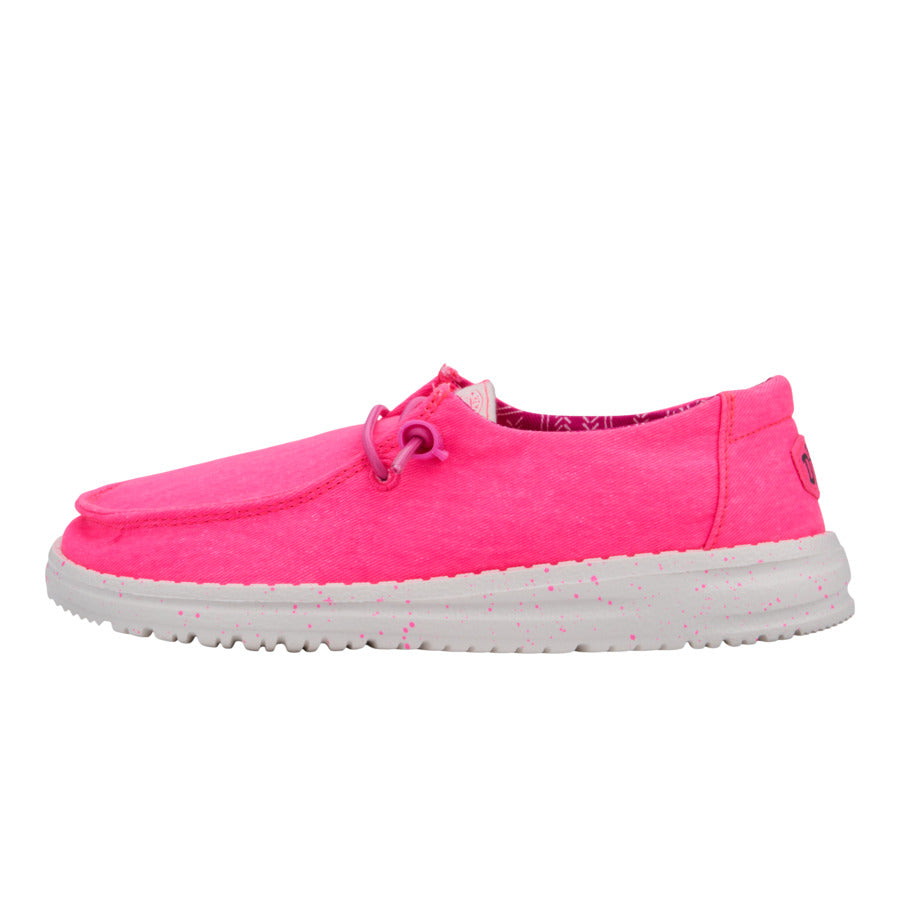 Neon Pink Wendy Youth Stretch Canvas Shoes | Lightweight & Travel Ready