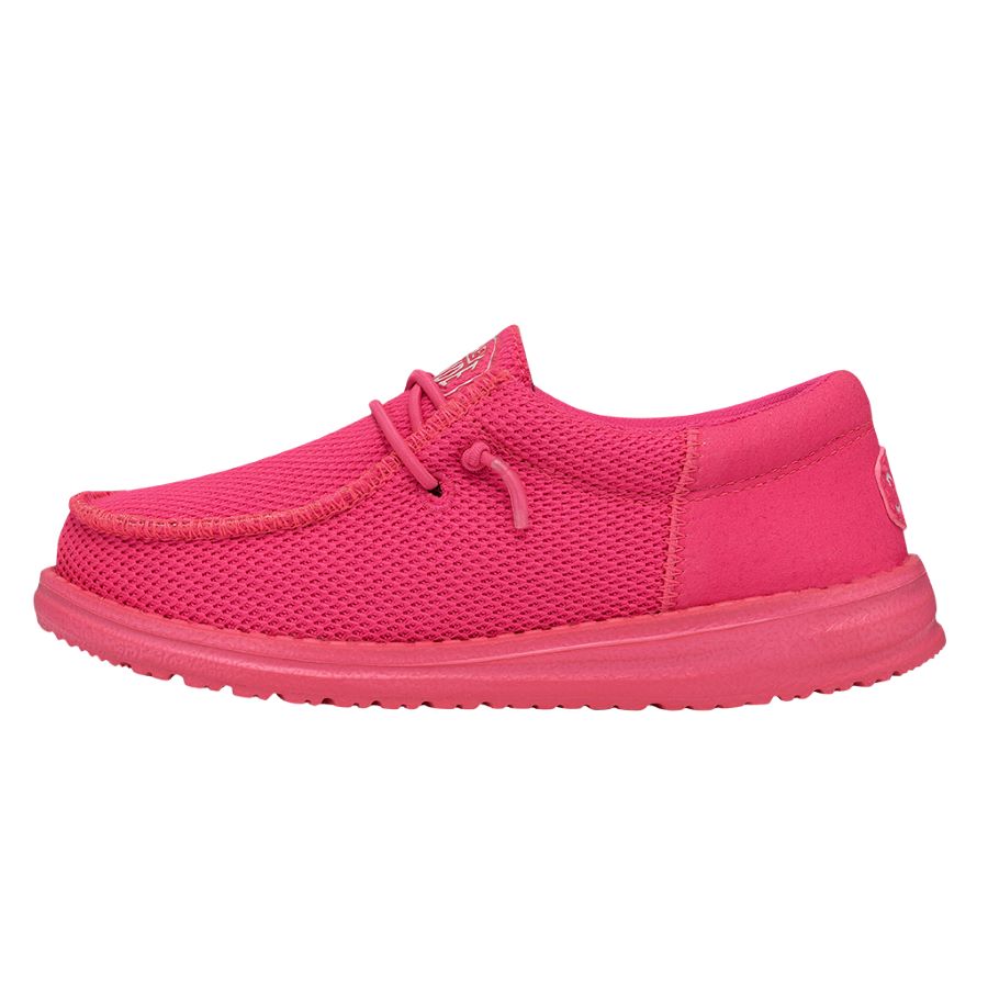 Elastic Lace Slip-On Shoes for Youth | Wally Funk Mono Electric Pink